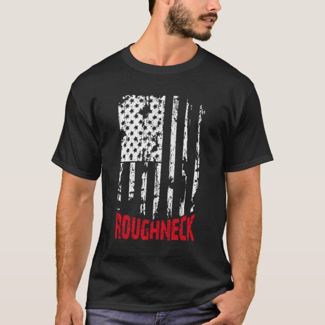 Roughneck American Flag Oilfield T-Shirt (Front)