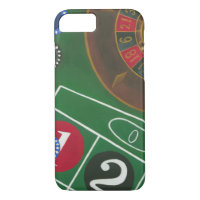 Roulette Table with Chips and Wheel