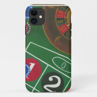 Roulette Table with Chips and Wheel