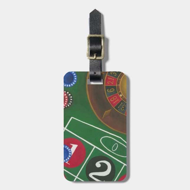 Roulette Table with Chips and Wheel Luggage Tag (Front Vertical)