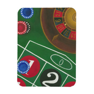 Roulette Table with Chips and Wheel Magnet
