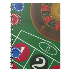 Roulette Table with Chips and Wheel Notebook