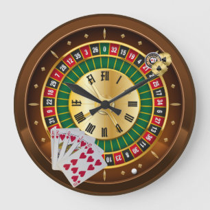 roulette wheel and cards wall clock
