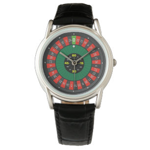 roulette wheel black leather watch