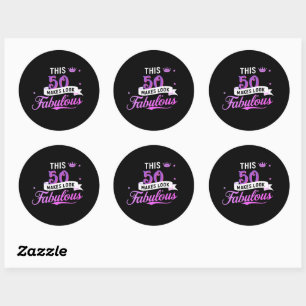 Round 50th Birthday and Anniversary Stickers 