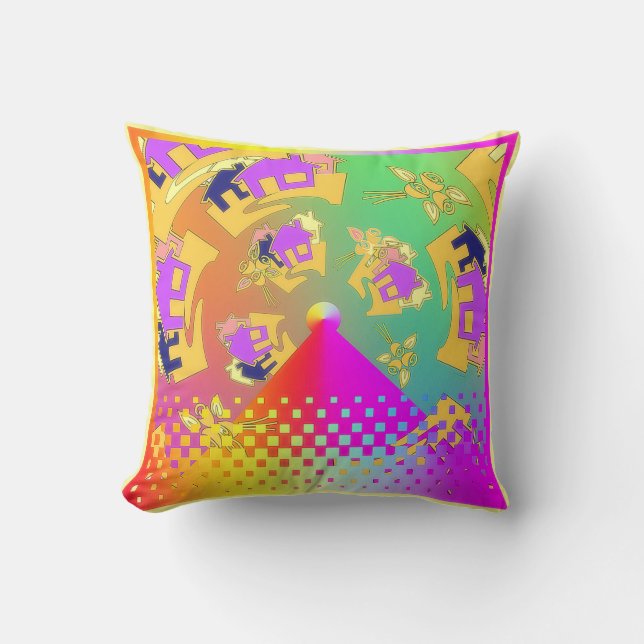 Round About Houses Square Cushion (Front)