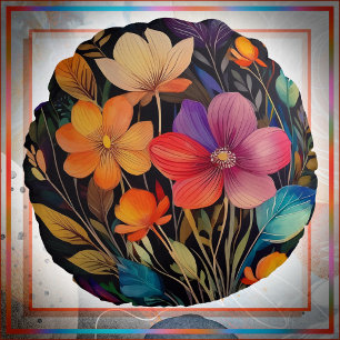 Round ACCENT PILLOW - Beautiful & Colorful Flowers