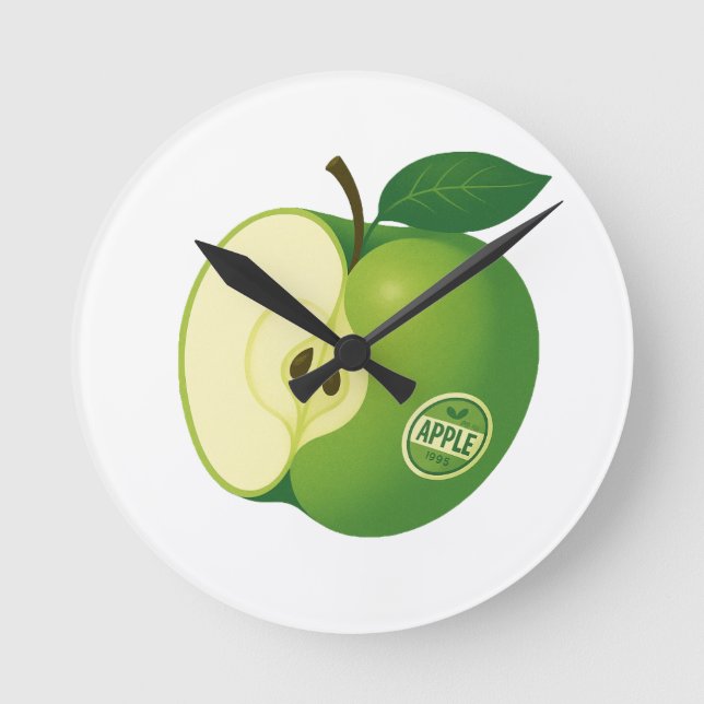 Round Acrylic Wall Clock with the image of a green (Front)