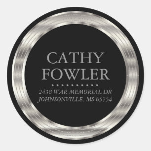 Round Address Black and Silver Labels