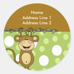 ROUND ADDRESS LABELS Baby Monkey