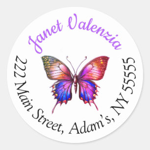 Round address labels butterfly