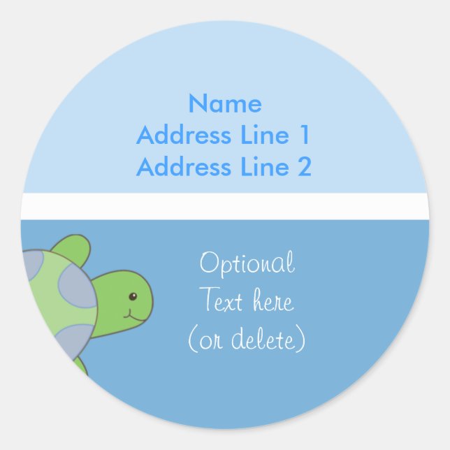 Round Address Labels Sea Turtle Light & Dark Blue (Front)