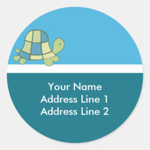 Round Address Labels Turtle Bay Blue
