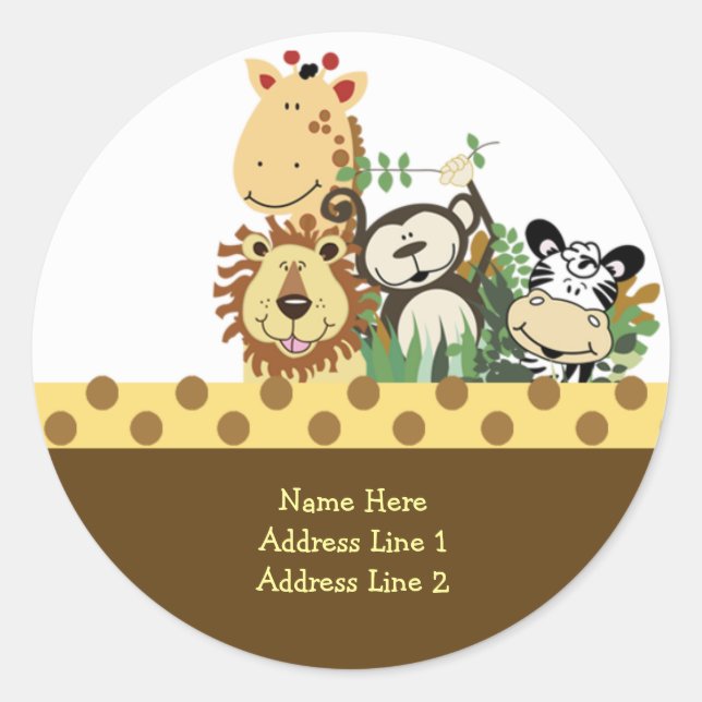 Round Address Labels ZOO CREW STICKERS (Front)