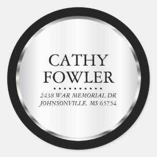 Round Address Silver, Black and White Labels