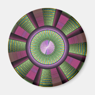 Round And Colorful Modern Decorative Fractal Art Magnet