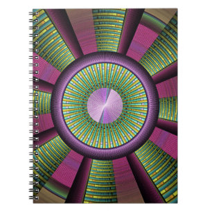 Round And Colorful Modern Decorative Fractal Art Notebook