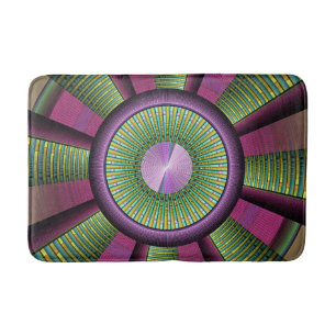Round And Colourful Modern Decorative Fractal Art Bath Mat