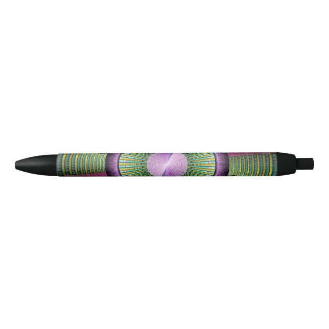 Round And Colourful Modern Decorative Fractal Art Black Ink Pen (Front)