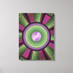 Round And Colourful Modern Decorative Fractal Art Canvas Print