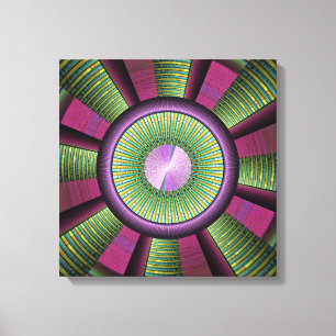 Round And Colourful Modern Decorative Fractal Art Canvas Print