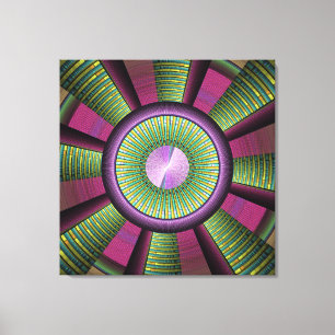 Round And Colourful Modern Decorative Fractal Art Canvas Print