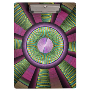 Round And Colourful Modern Decorative Fractal Art Clipboard