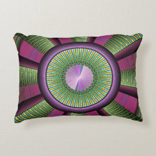 Round And Colourful Modern Decorative Fractal Art Cushion