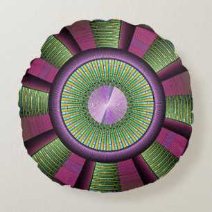 Round And Colourful Modern Decorative Fractal Art Cushion