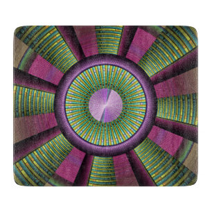 Round And Colourful Modern Decorative Fractal Art Cutting Board