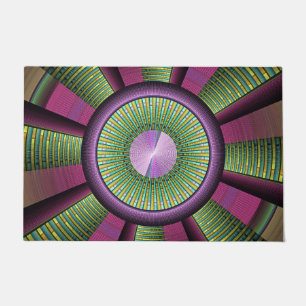 Round And Colourful Modern Decorative Fractal Art Doormat