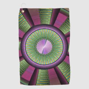 Round And Colourful Modern Decorative Fractal Art Golf Towel
