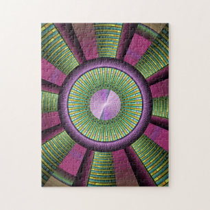 Round And Colourful Modern Decorative Fractal Art Jigsaw Puzzle
