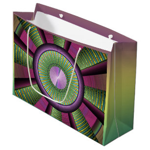Round And Colourful Modern Decorative Fractal Art Large Gift Bag