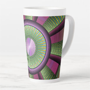 Round And Colourful Modern Decorative Fractal Art Latte Mug