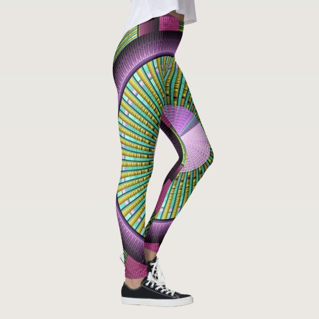 Round And Colourful Modern Decorative Fractal Art Leggings (Right)