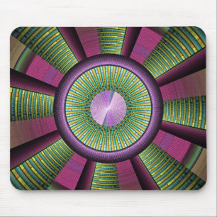 Round And Colourful Modern Decorative Fractal Art Mouse Mat