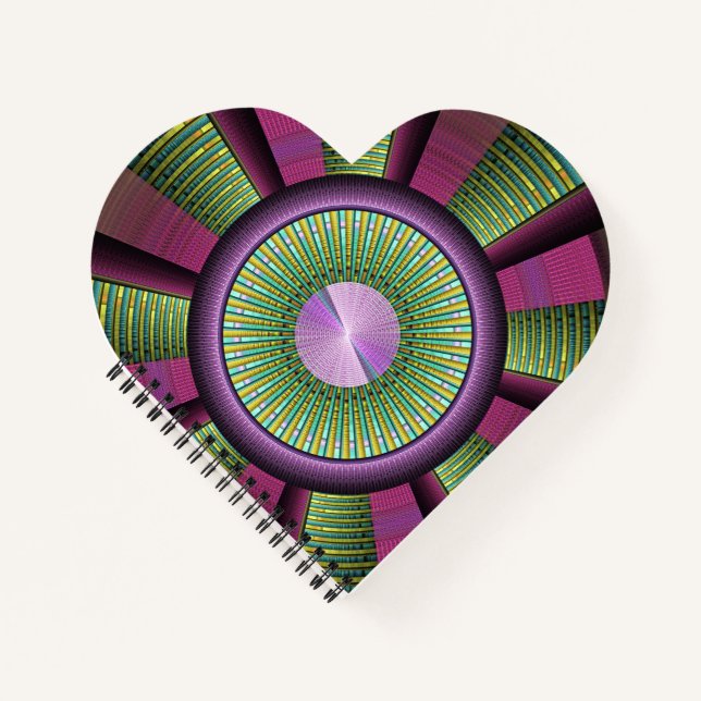 Round And Colourful Modern Decorative Fractal Art Notebook (Front)