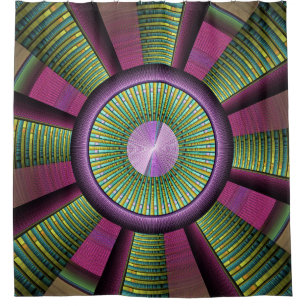 Round And Colourful Modern Decorative Fractal Art Shower Curtain