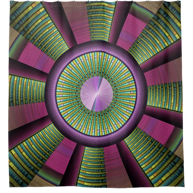 Round And Colourful Modern Decorative Fractal Art Shower Curtain (Front)