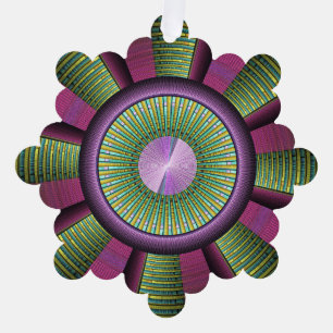 Round And Colourful Modern Decorative Fractal Art Tree Decoration Card
