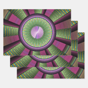 Round And Colourful Modern Decorative Fractal Art Wrapping Paper Sheet