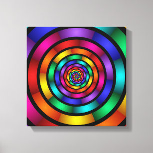 Round and Psychedelic Colorful Modern Fractal Art Canvas Print