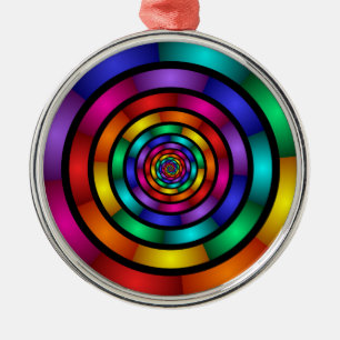 Round and Psychedelic Colorful Modern Fractal Art Metal Tree Decoration