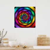 Round and Psychedelic Colorful Modern Fractal Art Poster (Kitchen)