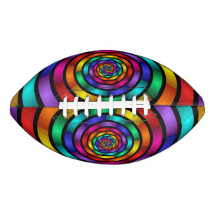 Round and Psychedelic Colourful Modern Fractal Art American Football