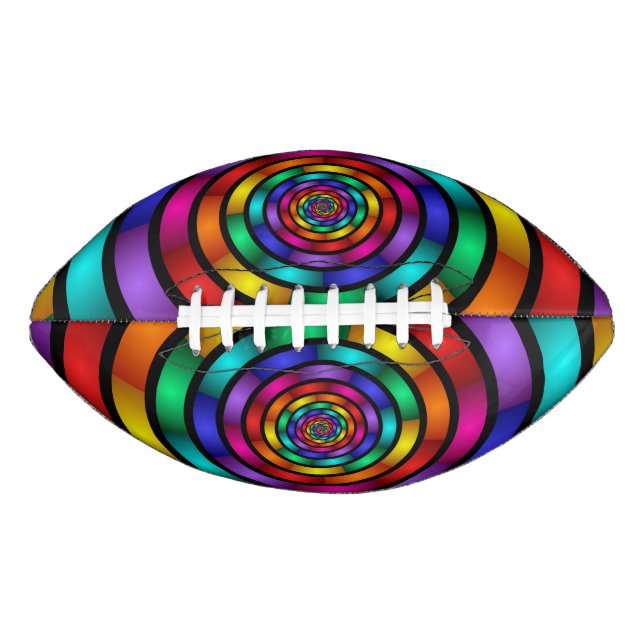 Round and Psychedelic Colourful Modern Fractal Art American Football (Front)