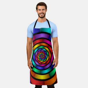 Round and Psychedelic Colourful Modern Fractal Art Apron