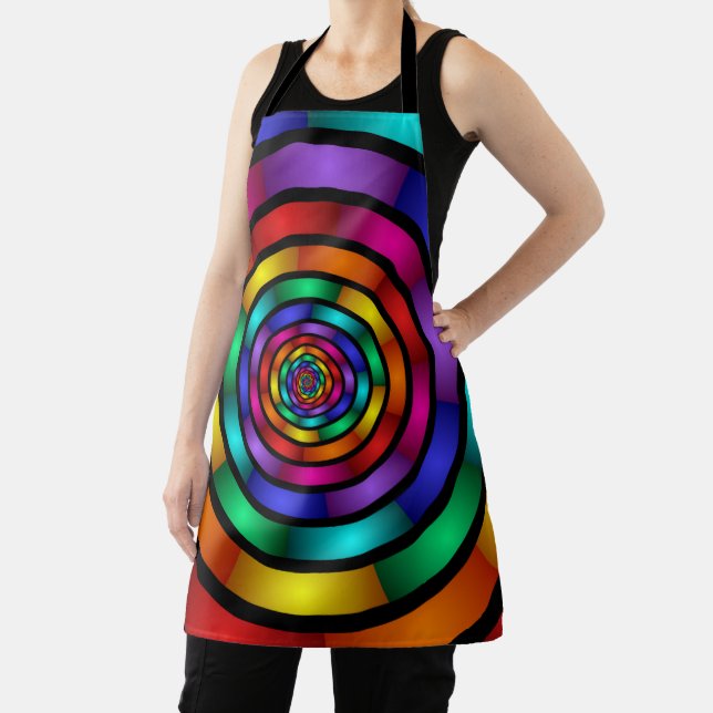 Round and Psychedelic Colourful Modern Fractal Art Apron (Insitu)