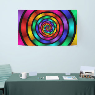 Round and Psychedelic Colourful Modern Fractal Art Banner
